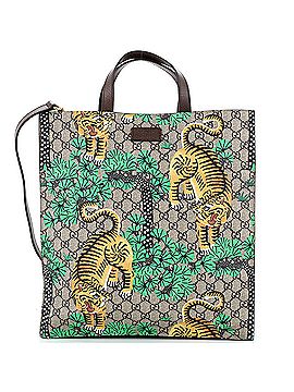 Gucci Convertible Soft Open Tote Bengal Print GG Coated Canvas Tall (view 1)