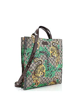 Gucci Convertible Soft Open Tote Bengal Print GG Coated Canvas Tall (view 2)