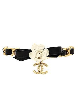 Chanel CC Camellia Chain Bracelet Metal and Leather with Crystals (view 1)