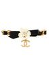 Chanel Black CC Camellia Chain Bracelet Metal and Leather with Crystals One Size - photo 1