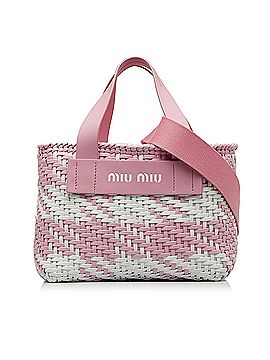 Miu Miu Leather Bicolor Basket Weave Satchel (view 1)