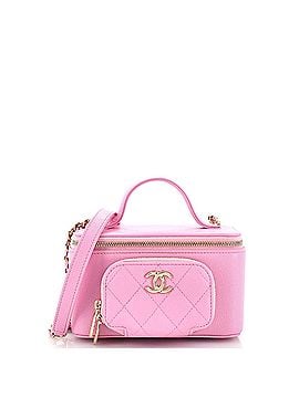 Chanel Business Affinity Top Handle Vanity Case with Chain Quilted Caviar Small (view 1)