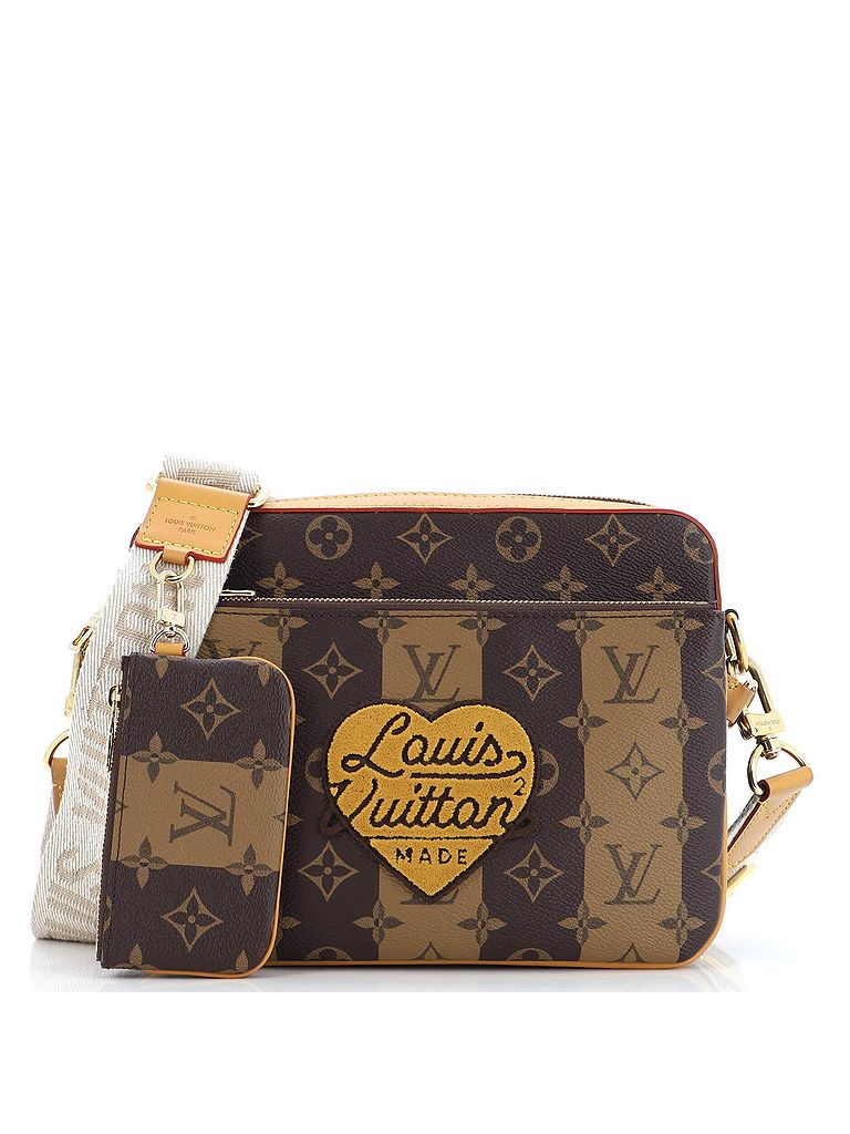 Louis Vuitton 100% Coatead Canvas Brown Nigo Trio Messenger Bag Limited Edition Stripes Monogram Canvas One Size - photo 1