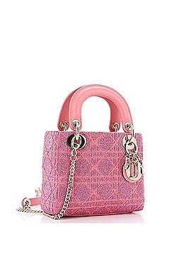 Christian Dior Lady Dior Chain Bag Cannage Beaded Satin with Metallic Leather Mini (view 2)