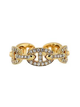 Hermès Chaine d'Ancre Enchainee Ring 18K Yellow Gold with Pave Diamonds (view 1)