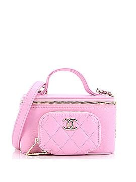 Chanel Business Affinity Top Handle Vanity Case with Chain Quilted Caviar Small (view 1)