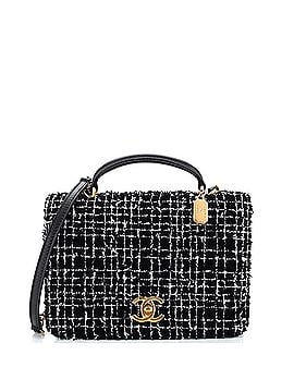 Chanel CC Top Handle Chain Full Flap Bag Quilted Tweed and Lambskin Small (view 1)