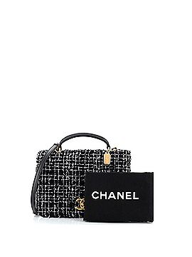 Chanel CC Top Handle Chain Full Flap Bag Quilted Tweed and Lambskin Small (view 2)