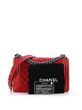 Chanel Boy Flap Bag Quilted Goatskin with Patent Old Medium (view 2)