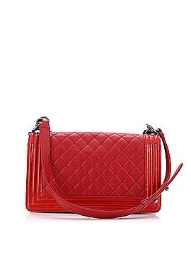 Chanel Boy Flap Bag Quilted Goatskin with Patent Old Medium (view 2)