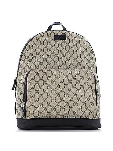 Gucci 100 Coatead Canvas Brown Zip Pocket Backpack GG Coated