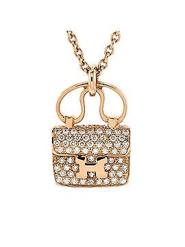 Hermès Amulettes Constance Pendant NM Necklace 18K Rose Gold and Diamonds (view 1)