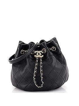 Chanel CC Chain Drawstring Bucket Bag Stitched Calfskin Small (view 1)