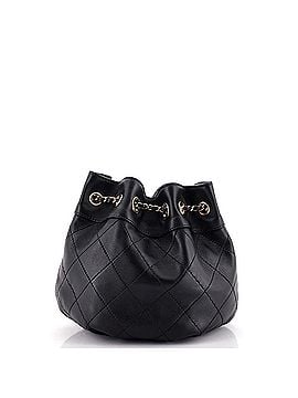 Chanel CC Chain Drawstring Bucket Bag Stitched Calfskin Small (view 2)