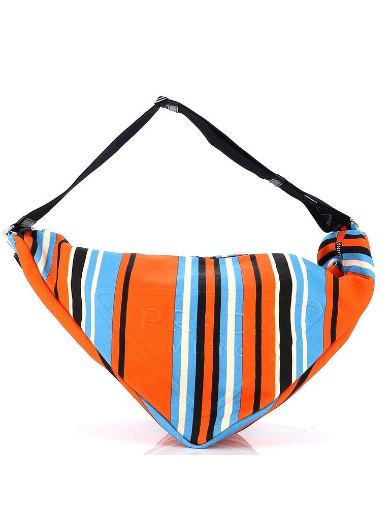 Prada 100% Canvas Plain Multi Color Blue Orange Triangle Logo Zip Crossbody Bag Printed Canvas Large One size - photo 1