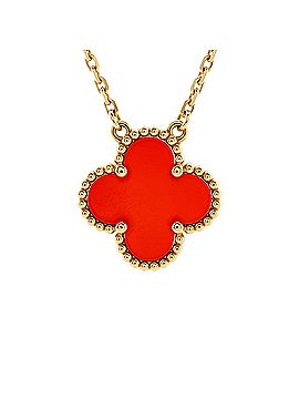 Van Cleef & Arpels Vintage Alhambra Pendant Necklace 18K Yellow Gold and Carnelian (view 1)