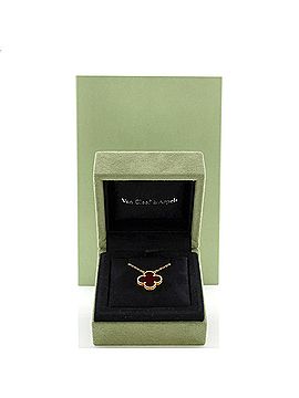 Van Cleef & Arpels Vintage Alhambra Pendant Necklace 18K Yellow Gold and Carnelian (view 2)