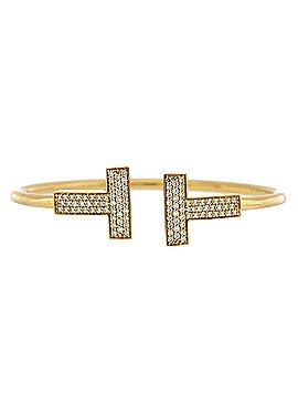 Tiffany & Co. T Wire Bracelet 18K Yellow Gold with Diamonds Wide (view 1)