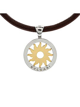 Bvlgari Tondo Sun Pendant Necklace Stainless Steel with 18K Yellow Gold and Cord (view 1)