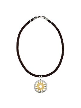 Bvlgari Tondo Sun Pendant Necklace Stainless Steel with 18K Yellow Gold and Cord (view 2)