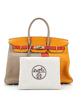 Hermès Birkin Handbag Cascade Tricolor Clemence and Swift with Brushed Palladium Hardware 35 (view 2)