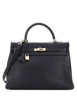 Hermès Kelly Handbag Black Clemence with Gold Hardware 35 (view 1)