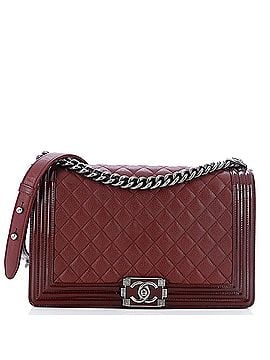 Chanel Boy Flap Bag Quilted Goatskin with Patent New Medium (view 1)