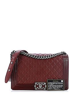 Chanel Boy Flap Bag Quilted Goatskin with Patent New Medium (view 2)
