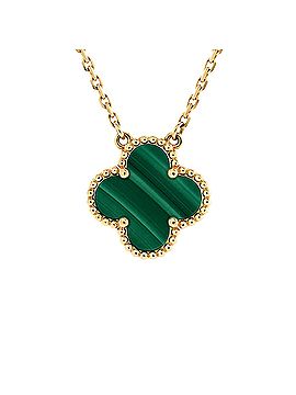 Van Cleef & Arpels Vintage Alhambra Pendant Necklace 18K Yellow Gold and Malachite (view 1)