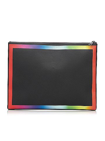 Louis Vuitton 100 Leather Black Taiga Rainbow Pochette A4 One