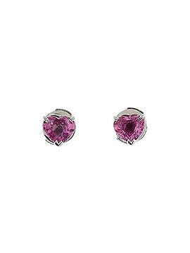 Cartier Heart Stud Earrings 18K White Gold with Pink Sapphires (view 1)