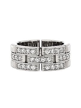 Cartier Maillon Panthere 3 Row Band Ring 18K White Gold with Half Diamonds (view 1)
