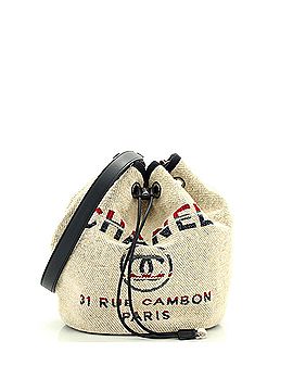 Chanel Deauville Drawstring Bucket Bag Lurex Canvas Medium (view 1)
