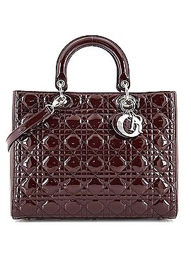 Christian Dior Lady Dior Bag Cannage Quilt Patent Large (view 1)