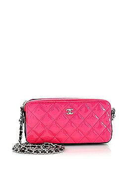 Chanel Double Zip Clutch with Chain Quilted Patent (view 1)