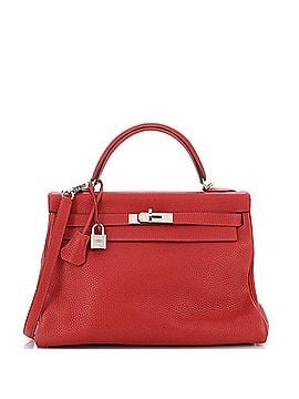 Hermès Kelly Handbag Red Clemence with Palladium Hardware 32 (view 1)