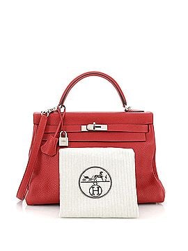 Hermès Kelly Handbag Red Clemence with Palladium Hardware 32 (view 2)