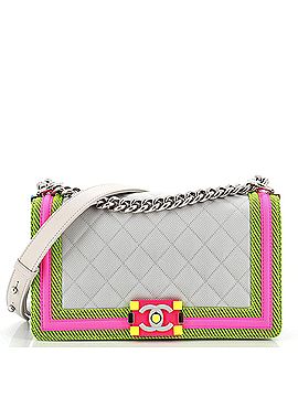 Chanel Fluo Boy Flap Bag Quilted Canvas Old Medium (view 1)