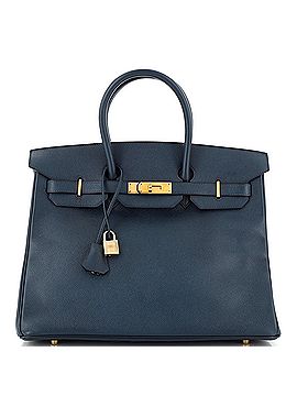 Hermès Birkin Handbag Blue Courchevel with Gold Hardware 35 (view 1)