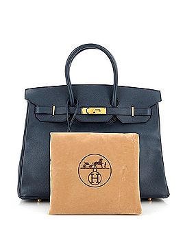 Hermès Birkin Handbag Blue Courchevel with Gold Hardware 35 (view 2)