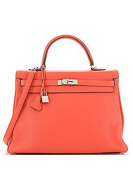 Hermès Kelly Handbag Red Clemence with Palladium Hardware 35 (view 1)