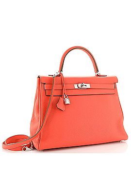 Hermès Kelly Handbag Red Clemence with Palladium Hardware 35 (view 2)