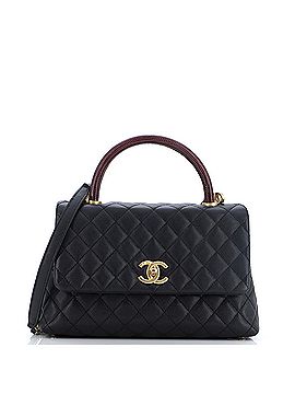 Chanel Coco Top Handle Bag Quilted Caviar with Lizard Small (view 1)