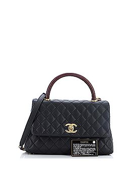 Chanel Coco Top Handle Bag Quilted Caviar with Lizard Small (view 2)