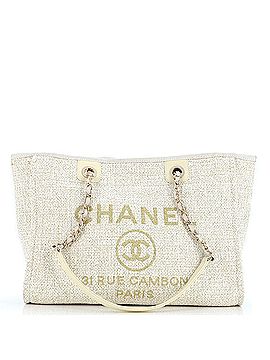 Chanel Deauville Tote Raffia with Glitter Detail Small (view 1)