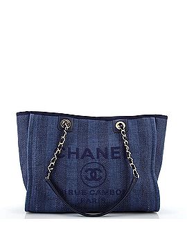 Chanel Deauville Tote Striped Mixed Fibers Small (view 1)