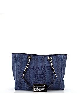 Chanel Deauville Tote Striped Mixed Fibers Small (view 2)