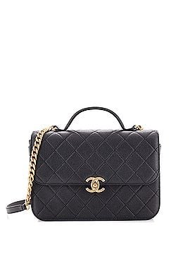 Chanel CC Round Flap Compartment Top Handle Bag Quilted Caviar Medium (view 1)