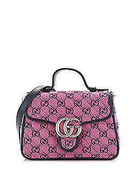 Gucci GG Marmont Top Handle Flap Bag Diagonal Quilted GG Canvas Mini (view 1)