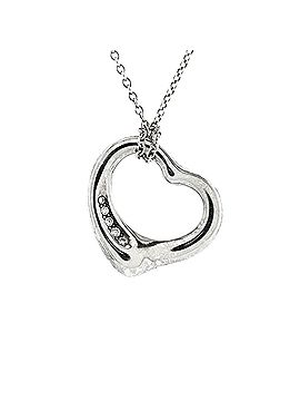 Tiffany & Co. Elsa Peretti Open Heart 5 Diamonds Pendant Necklace Platinum and Diamonds (view 1)